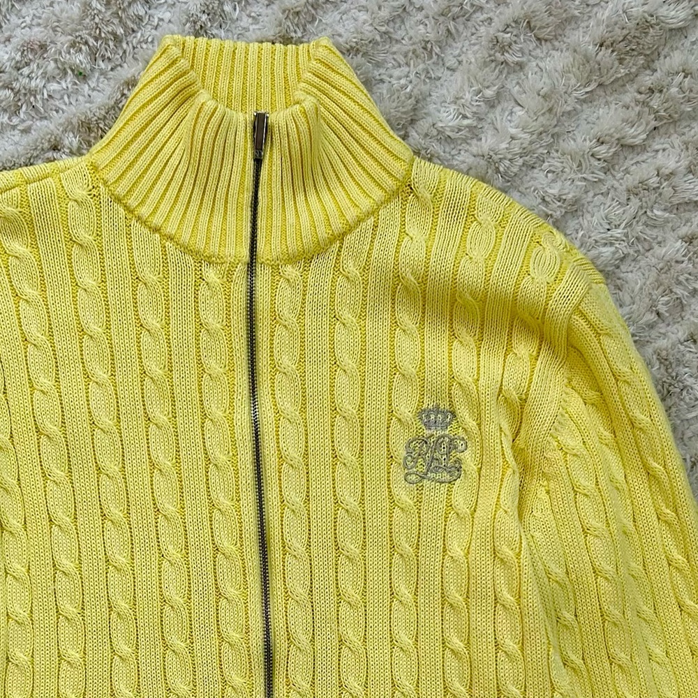 Ralph Lauren Full Zip Mockneck Cable Sweater